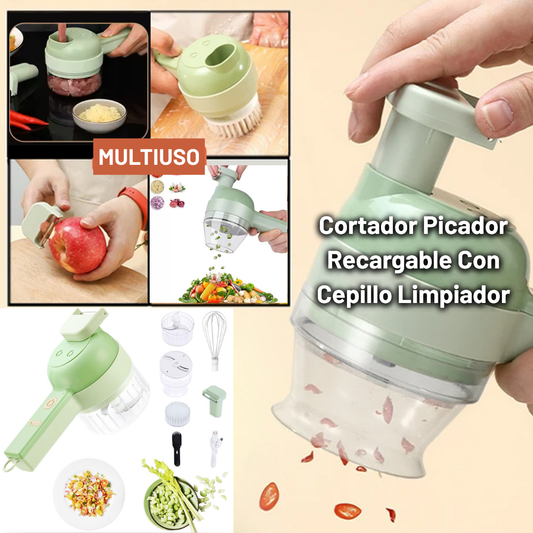 MINI TRITURADOR RECARGABLE CON CEPILLO DE LIMPIEZA