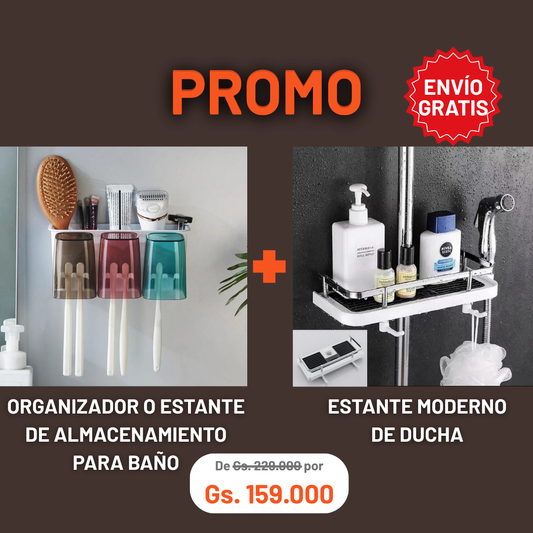 PROMO: Organizador para baño + Estante Moderno de Ducha